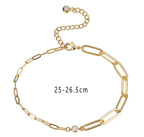 Wholesale Jewelry Basic Simple Style Classic Style Geometric Copper Zircon 18K Gold Plated Plating Inlay Anklet