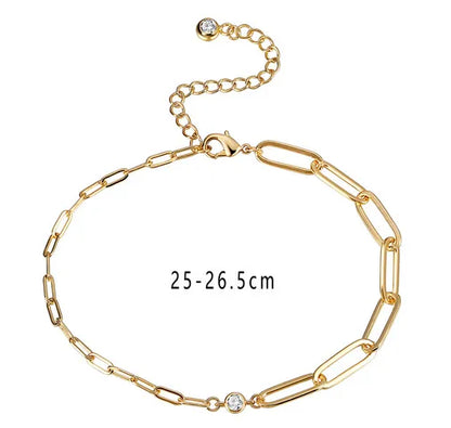 Wholesale Jewelry Basic Simple Style Classic Style Geometric Copper Zircon 18K Gold Plated Plating Inlay Anklet