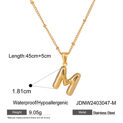 Wholesale Jewelry Basic Simple Style Classic Style Letter 304 Stainless Steel 18K Gold Plated Plating Pendant Necklace