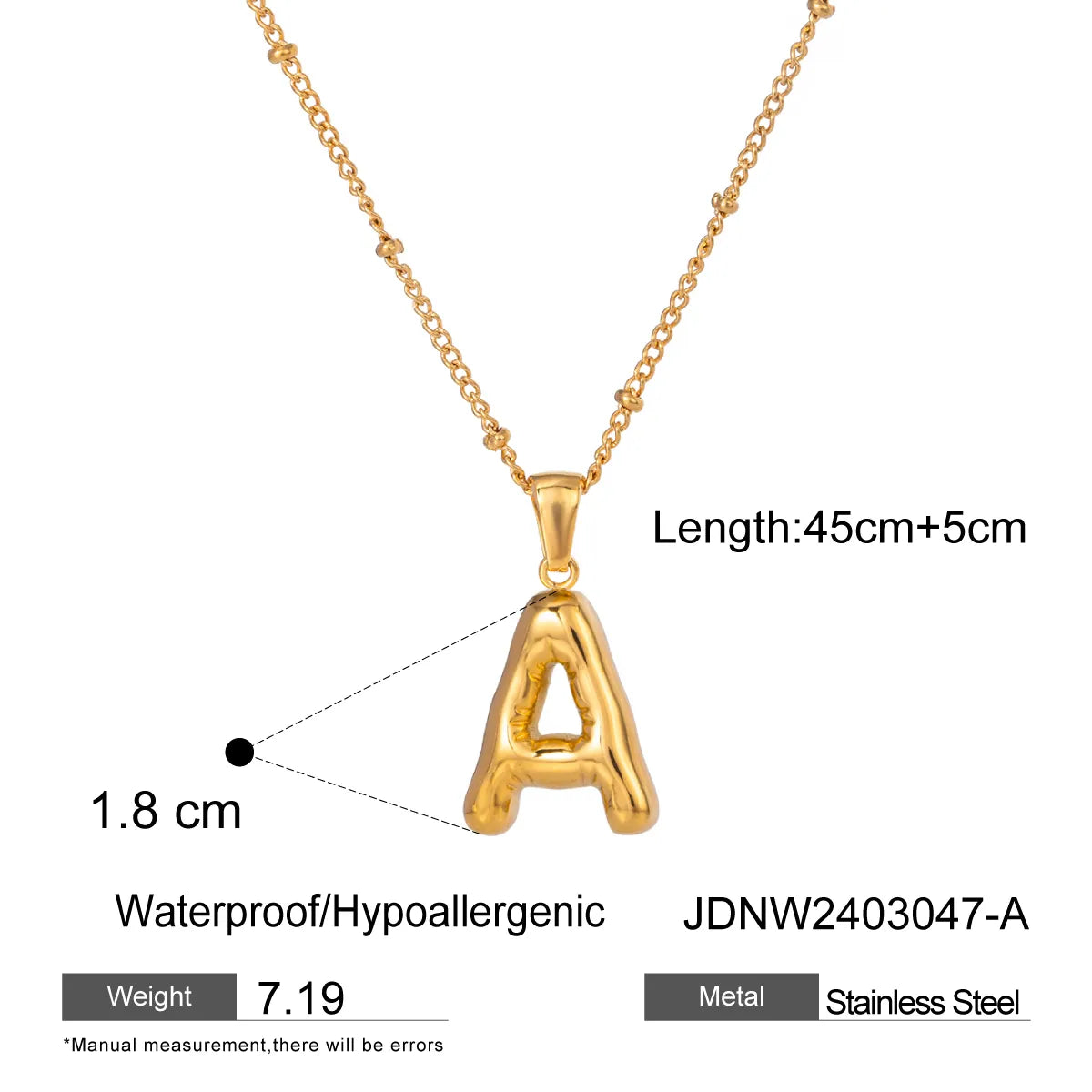 Wholesale Jewelry Basic Simple Style Classic Style Letter 304 Stainless Steel 18K Gold Plated Plating Pendant Necklace