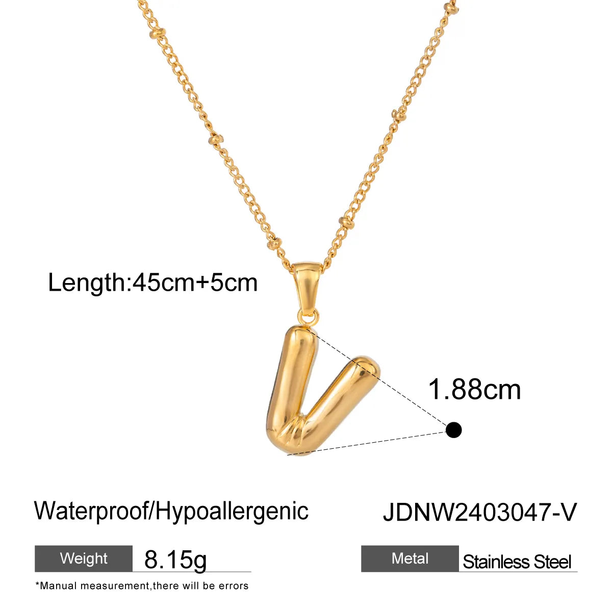 Wholesale Jewelry Basic Simple Style Classic Style Letter 304 Stainless Steel 18K Gold Plated Plating Pendant Necklace