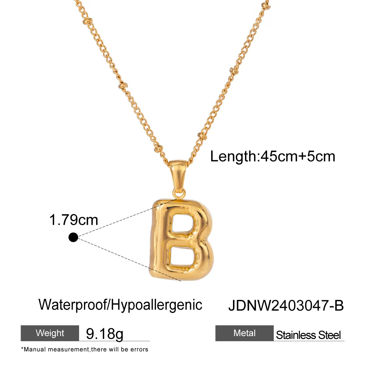 Wholesale Jewelry Basic Simple Style Classic Style Letter 304 Stainless Steel 18K Gold Plated Plating Pendant Necklace