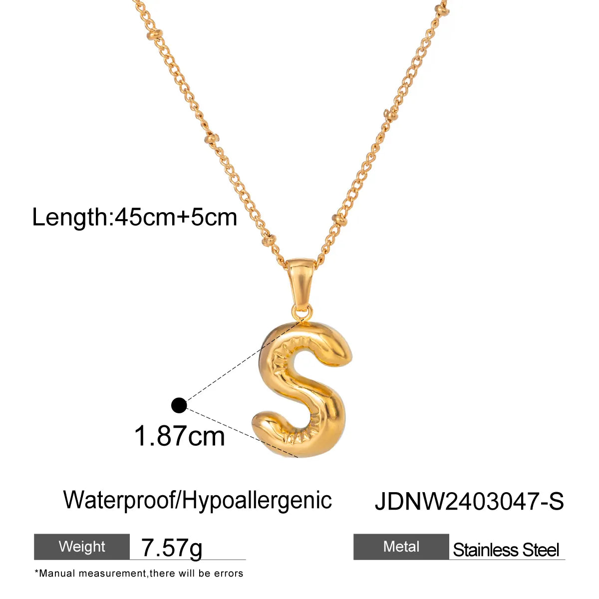 Wholesale Jewelry Basic Simple Style Classic Style Letter 304 Stainless Steel 18K Gold Plated Plating Pendant Necklace