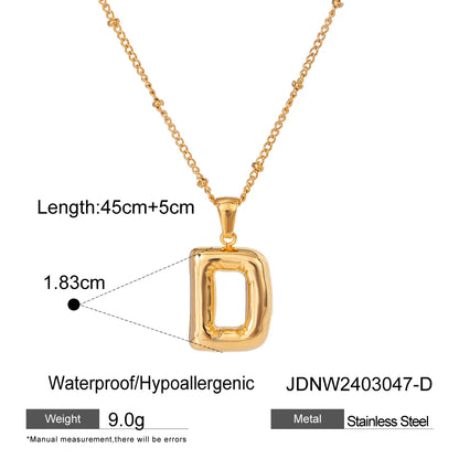 Wholesale Jewelry Basic Simple Style Classic Style Letter 304 Stainless Steel 18K Gold Plated Plating Pendant Necklace