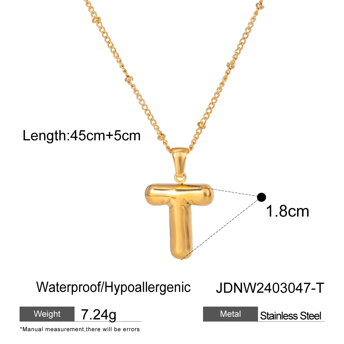 Wholesale Jewelry Basic Simple Style Classic Style Letter 304 Stainless Steel 18K Gold Plated Plating Pendant Necklace