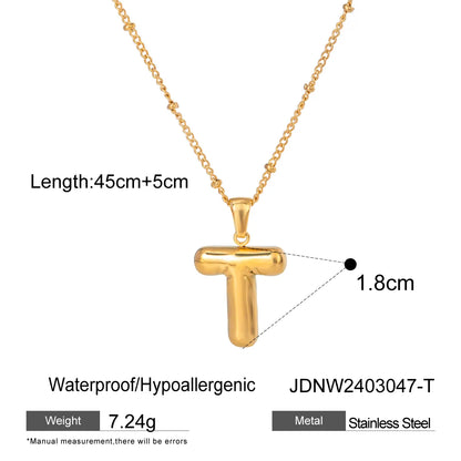 Wholesale Jewelry Basic Simple Style Classic Style Letter 304 Stainless Steel 18K Gold Plated Plating Pendant Necklace