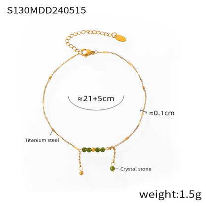 Wholesale Jewelry Basic Simple Style Classic Style Round 304 Stainless Steel Rhinestones 18K Gold Plated Plating Inlay Anklet