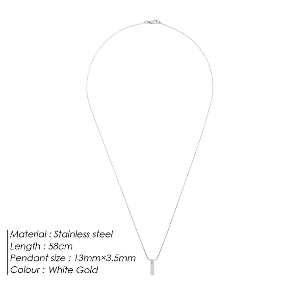 Basic Simple Style Classic Style Customization Laser Engraving Solid Color 304 Stainless Steel Plating 18K Gold Plated White Gold Plated Men'S Pendant Necklace Men Pendant Necklaces