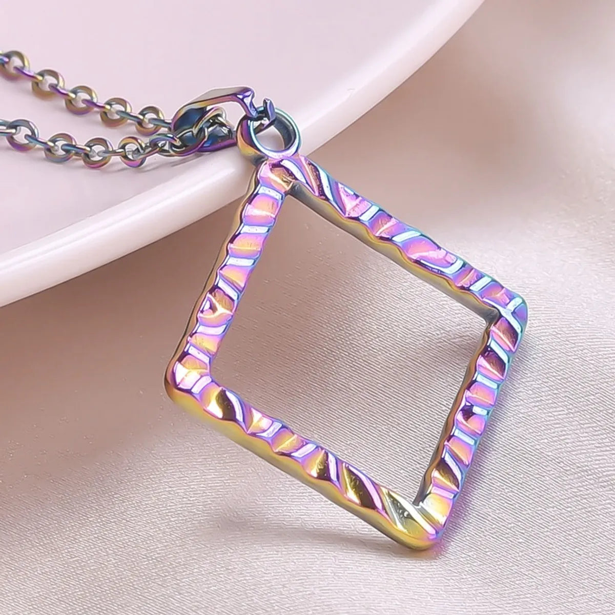 Wholesale Jewelry Basic Simple Style Classic Style Square 304 Stainless Steel 18K Gold Plated Plating Pendant Necklace