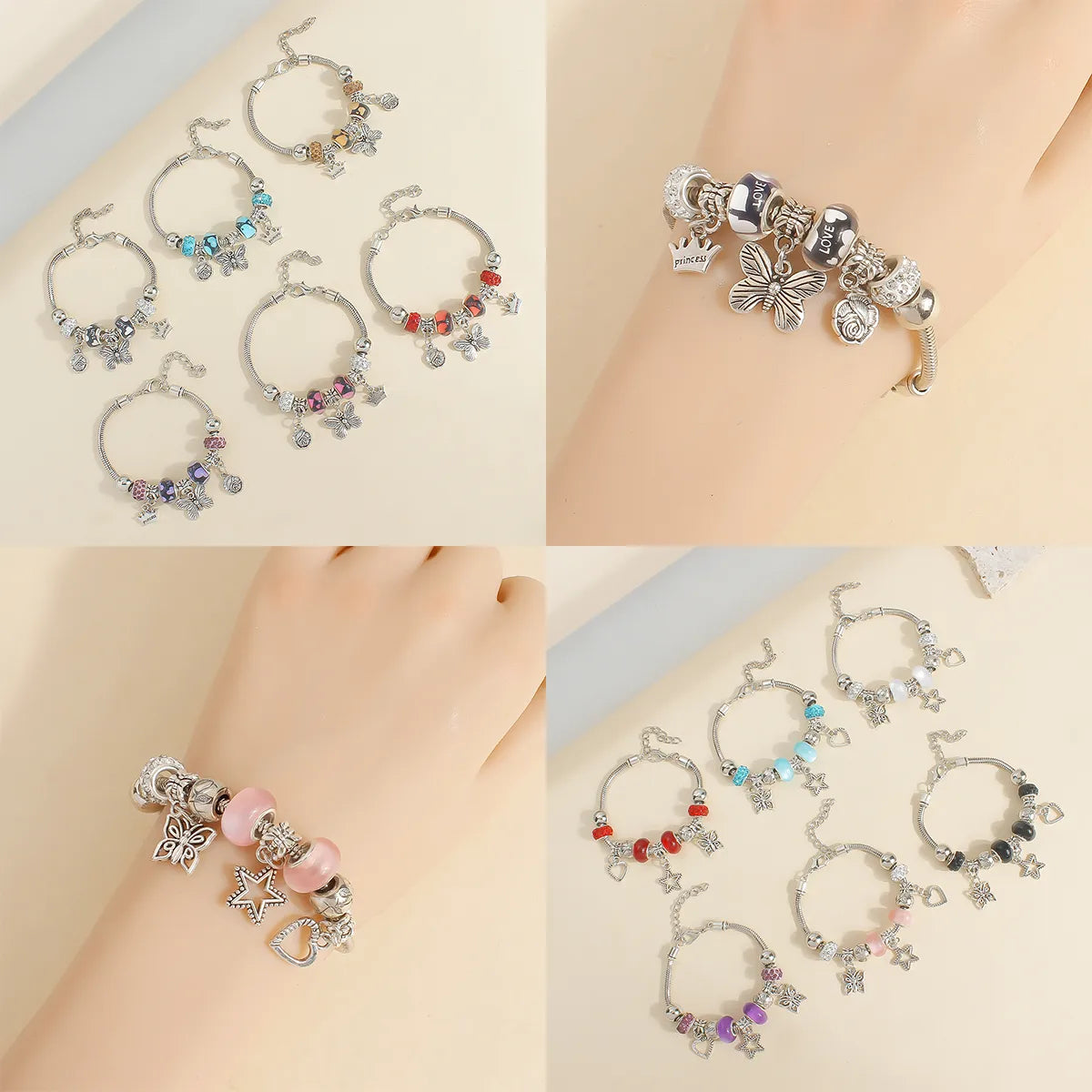 Wholesale Jewelry Basic Simple Style Classic Style Star Heart Shape Crown Alloy Beaded Bracelets