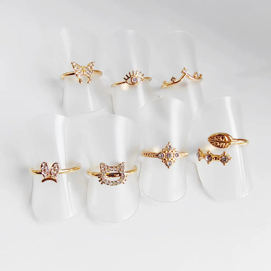 Wholesale Jewelry Basic Simple Style Commute Devil'S Eye Cat Butterfly 304 Stainless Steel Rhinestones 18K Gold Plated Inlay Adjustable Ring Open Rings