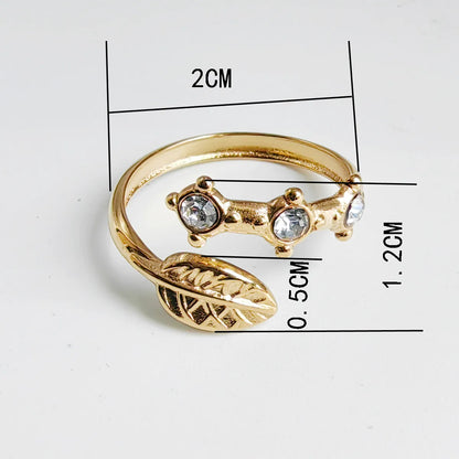 Wholesale Jewelry Basic Simple Style Commute Devil'S Eye Cat Butterfly 304 Stainless Steel Rhinestones 18K Gold Plated Inlay Adjustable Ring Open Rings