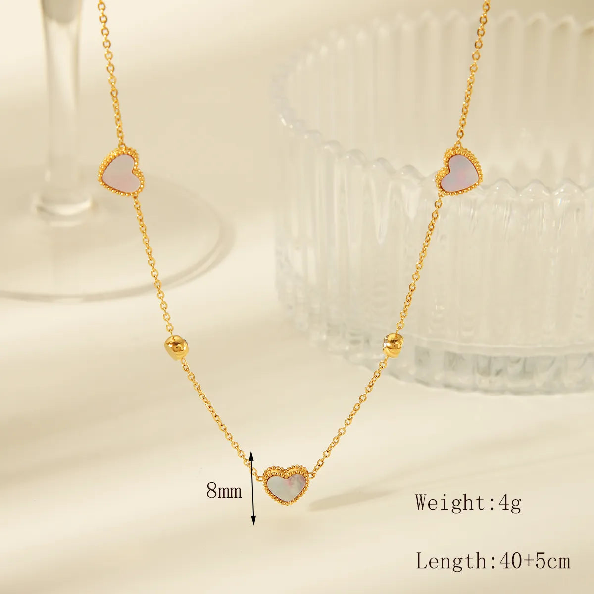 Wholesale Jewelry Basic Simple Style Commute Heart Shape 304 Stainless Steel Acrylic Zircon 18K Gold Plated Plating Inlay Pendant Necklace