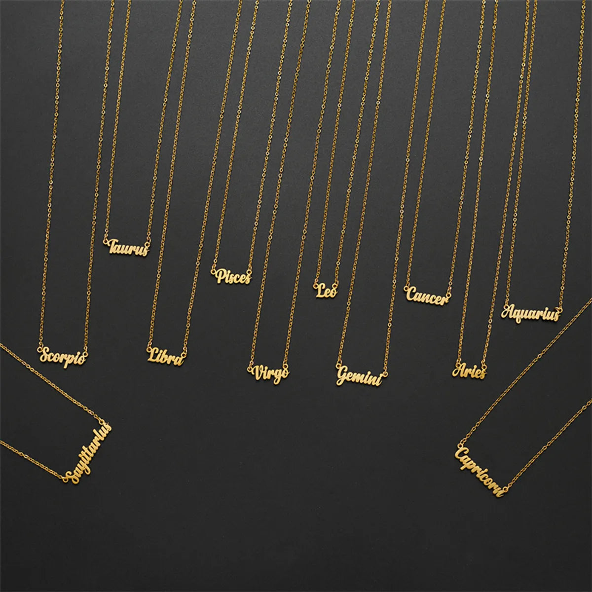 Wholesale Jewelry Basic Simple Style Commute Letter Constellation 201 Stainless Steel 18K Gold Plated Pendant Necklace