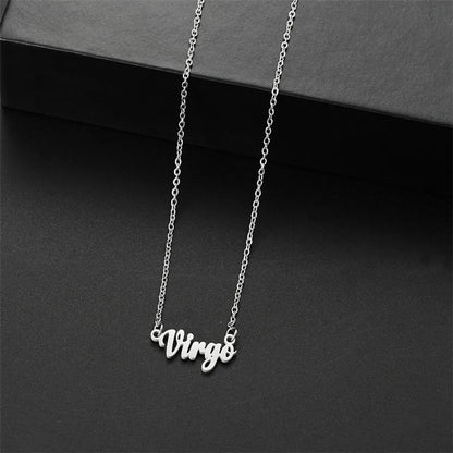 Wholesale Jewelry Basic Simple Style Commute Letter Constellation 201 Stainless Steel 18K Gold Plated Pendant Necklace