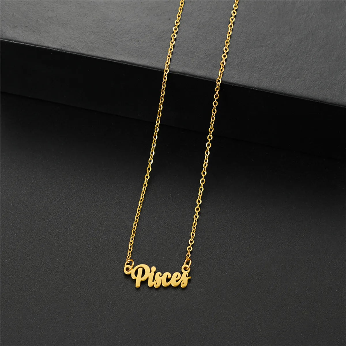 Wholesale Jewelry Basic Simple Style Commute Letter Constellation 201 Stainless Steel 18K Gold Plated Pendant Necklace