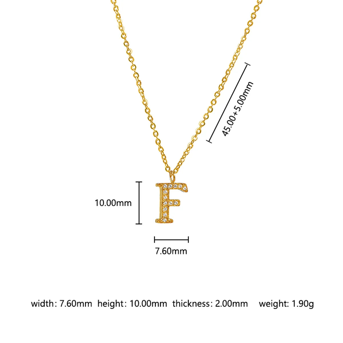 Wholesale Jewelry Basic Simple Style Commute Letter Letter 302 Stainless Steel 304 Stainless Steel 316 Stainless Steel  Zircon 18K Gold Plated Inlay Pendant Necklace