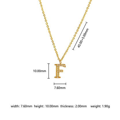 Wholesale Jewelry Basic Simple Style Commute Letter Letter 302 Stainless Steel 304 Stainless Steel 316 Stainless Steel  Zircon 18K Gold Plated Inlay Pendant Necklace