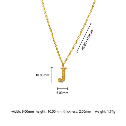 Wholesale Jewelry Basic Simple Style Commute Letter Letter 302 Stainless Steel 304 Stainless Steel 316 Stainless Steel  Zircon 18K Gold Plated Inlay Pendant Necklace