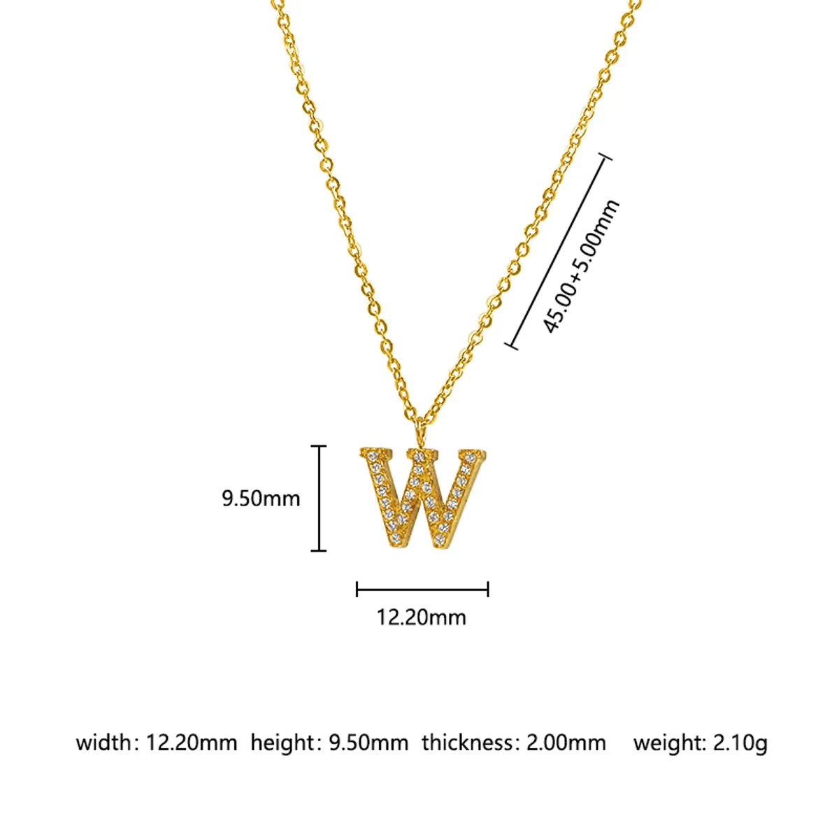 Wholesale Jewelry Basic Simple Style Commute Letter Letter 302 Stainless Steel 304 Stainless Steel 316 Stainless Steel  Zircon 18K Gold Plated Inlay Pendant Necklace