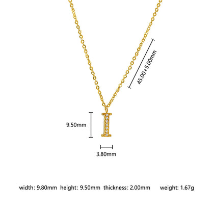 Wholesale Jewelry Basic Simple Style Commute Letter Letter 302 Stainless Steel 304 Stainless Steel 316 Stainless Steel  Zircon 18K Gold Plated Inlay Pendant Necklace