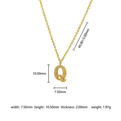 Wholesale Jewelry Basic Simple Style Commute Letter Letter 302 Stainless Steel 304 Stainless Steel 316 Stainless Steel  Zircon 18K Gold Plated Inlay Pendant Necklace