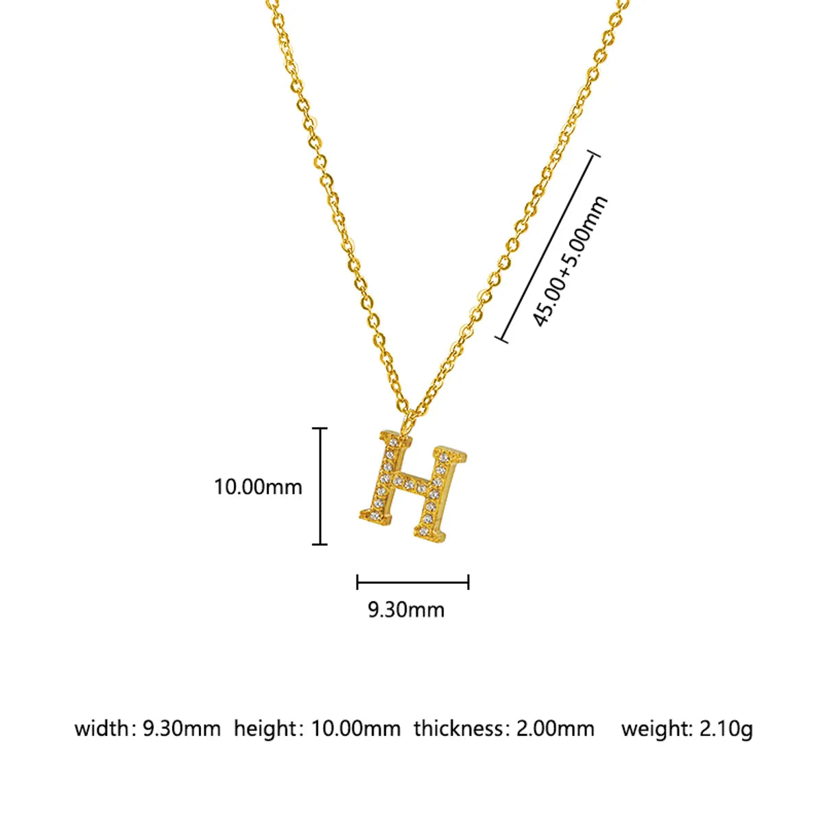 Wholesale Jewelry Basic Simple Style Commute Letter Letter 302 Stainless Steel 304 Stainless Steel 316 Stainless Steel  Zircon 18K Gold Plated Inlay Pendant Necklace