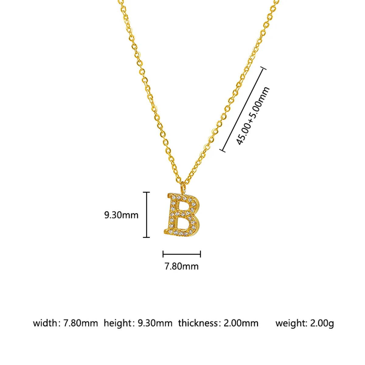 Wholesale Jewelry Basic Simple Style Commute Letter Letter 302 Stainless Steel 304 Stainless Steel 316 Stainless Steel  Zircon 18K Gold Plated Inlay Pendant Necklace