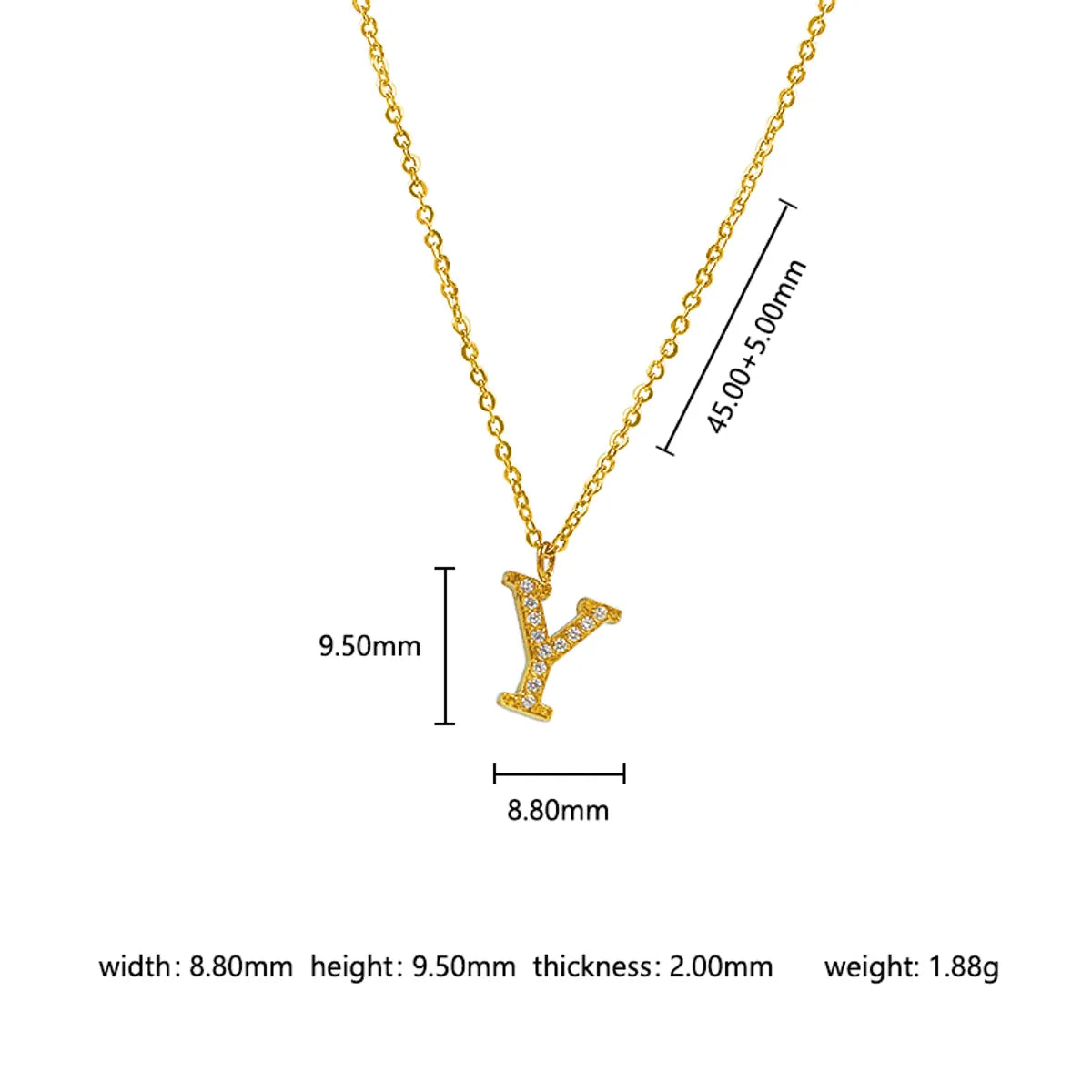 Wholesale Jewelry Basic Simple Style Commute Letter Letter 302 Stainless Steel 304 Stainless Steel 316 Stainless Steel  Zircon 18K Gold Plated Inlay Pendant Necklace