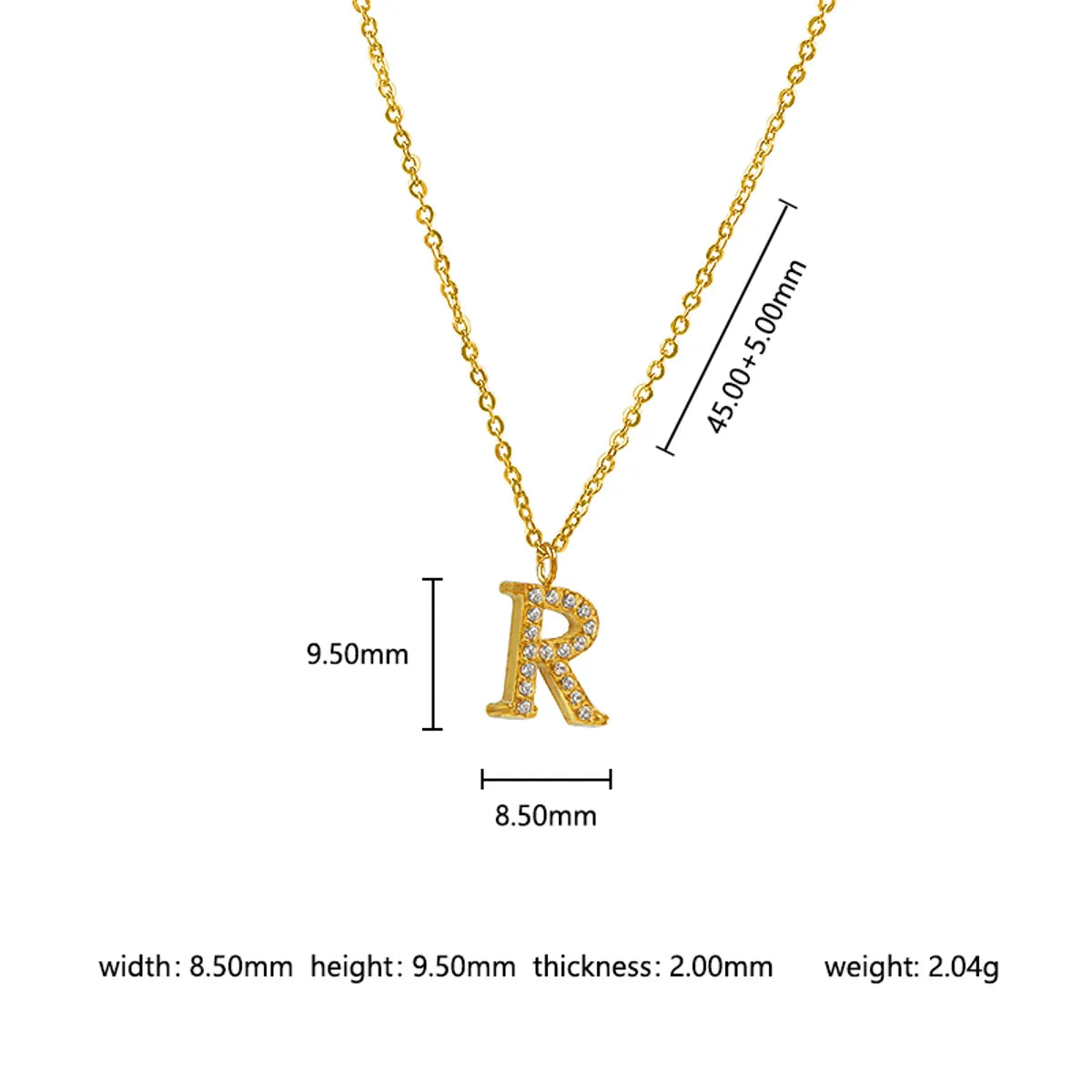 Wholesale Jewelry Basic Simple Style Commute Letter Letter 302 Stainless Steel 304 Stainless Steel 316 Stainless Steel  Zircon 18K Gold Plated Inlay Pendant Necklace