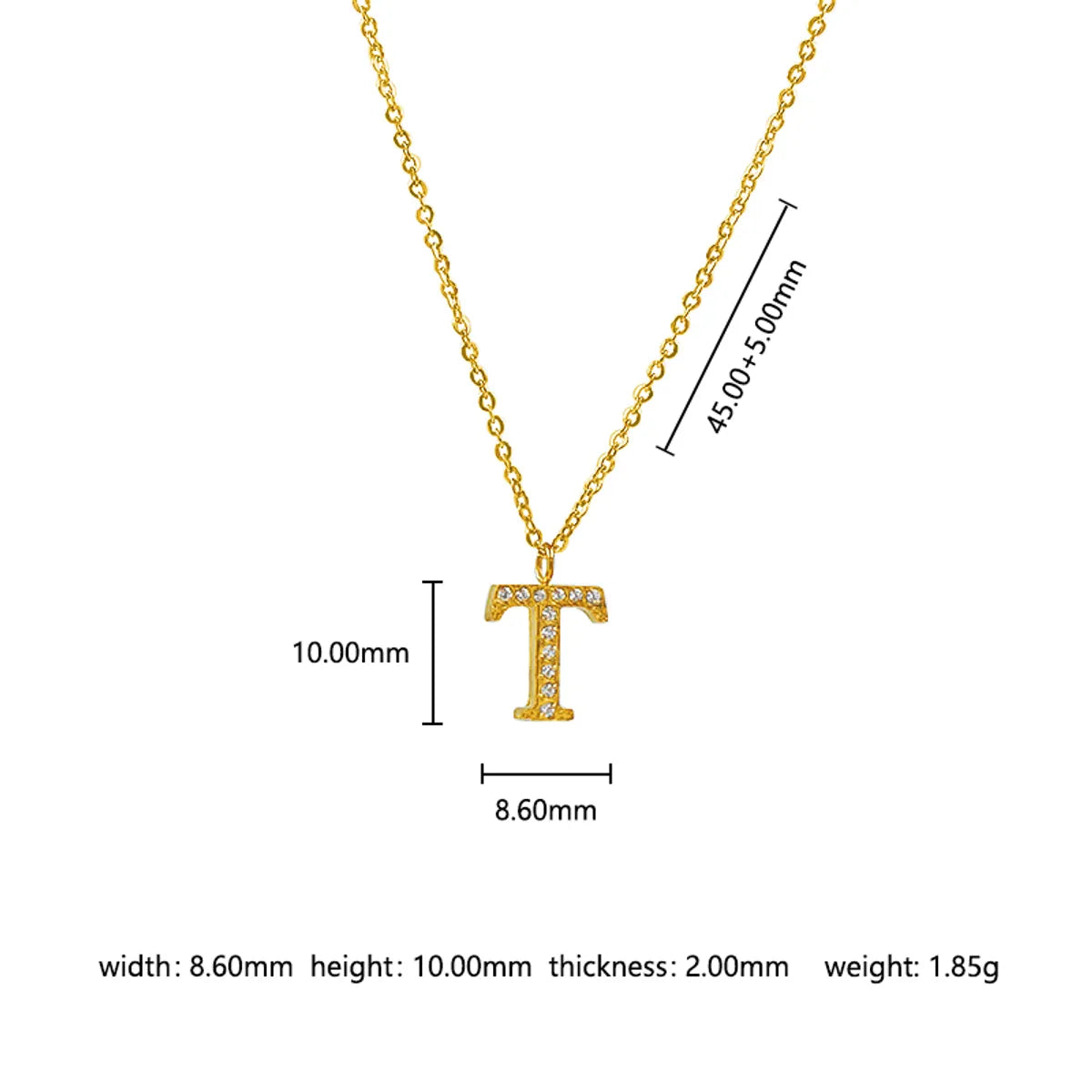 Wholesale Jewelry Basic Simple Style Commute Letter Letter 302 Stainless Steel 304 Stainless Steel 316 Stainless Steel  Zircon 18K Gold Plated Inlay Pendant Necklace