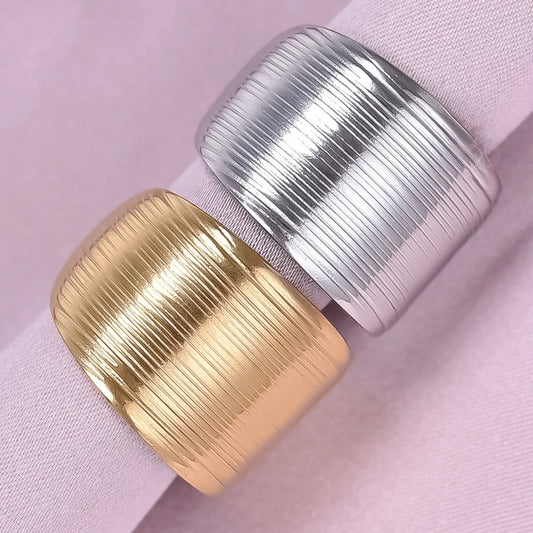 Wholesale Jewelry Basic Solid Color 304 Stainless Steel 18K Gold Plated Irregular Polishing Rings