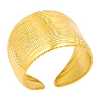 Wholesale Jewelry Basic Solid Color 304 Stainless Steel 18K Gold Plated Irregular Polishing Rings