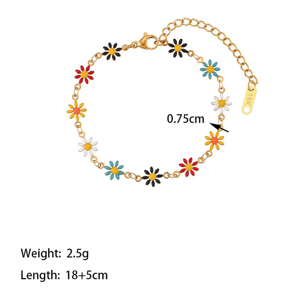 Wholesale Jewelry Basic Streetwear Daisy Titanium Steel Zircon 18K Gold Plated Enamel Inlay Jewelry Set