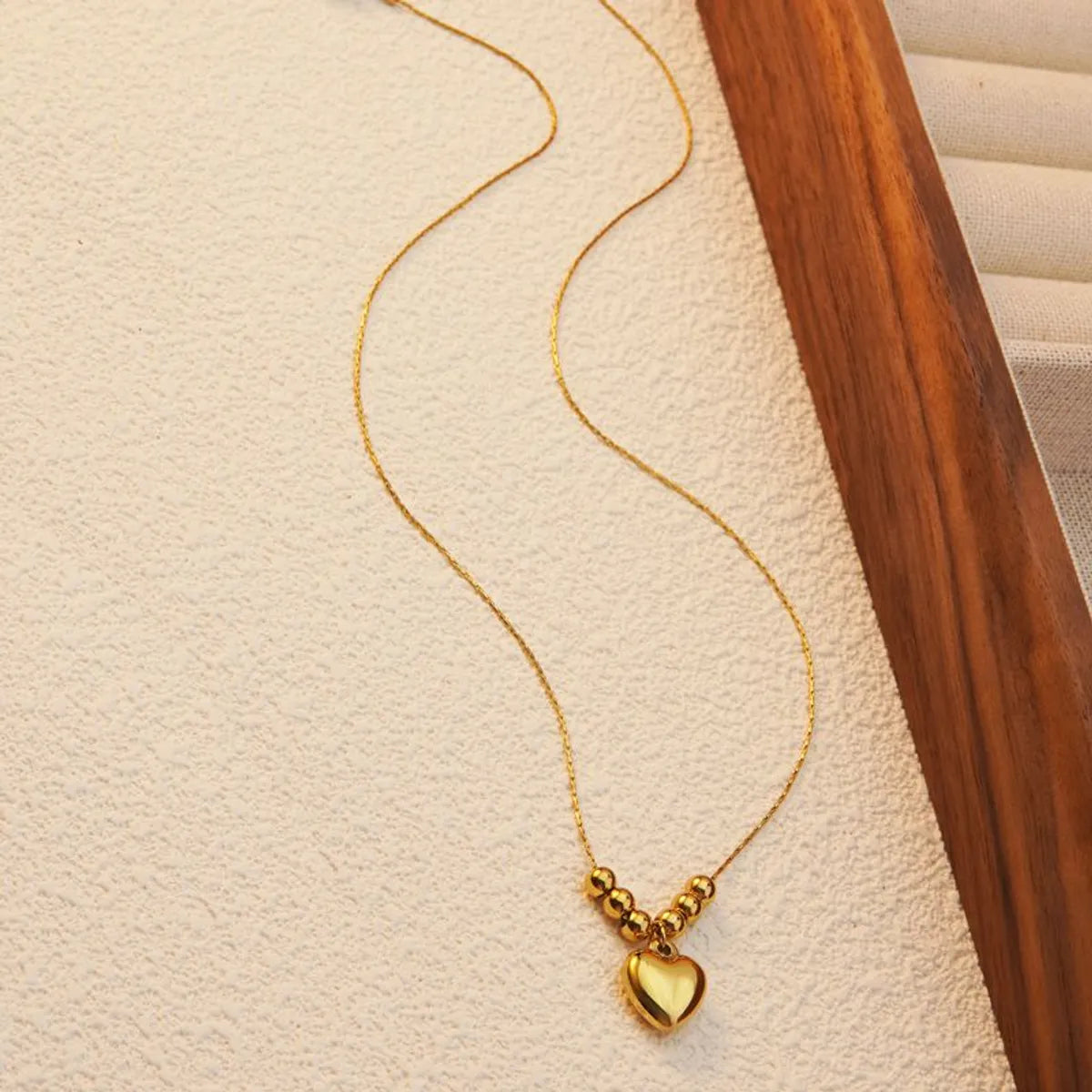 Wholesale Jewelry Basic Sweet Classic Style Heart Shape 304 Stainless Steel 18K Gold Plated Plating Pendant Necklace