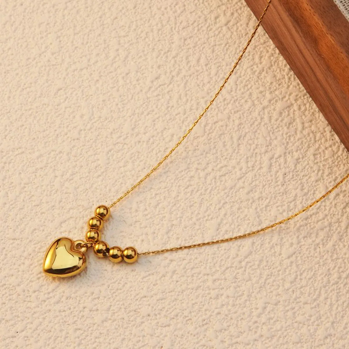 Wholesale Jewelry Basic Sweet Classic Style Heart Shape 304 Stainless Steel 18K Gold Plated Plating Pendant Necklace