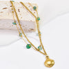 Wholesale Jewelry Basic Vacation Simple Style Scallop 304 Stainless Steel Natural Stone 18K Gold Plated Bracelets Anklet