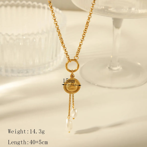 Wholesale Jewelry Beach Commute Dolphin Shell Fish Tail 304 Stainless Steel Acrylic 18K Gold Plated Plating Inlay Pendant Necklace