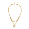 Wholesale Jewelry Beach Commute Starfish Flower 304 Stainless Steel Pearl 18K Gold Plated Plating Inlay Double Layer Necklaces