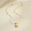 Wholesale Jewelry Beach Ocean Style Shell Starfish Pendant Stainless Steel Geometric Electroplated Necklace Bracelet