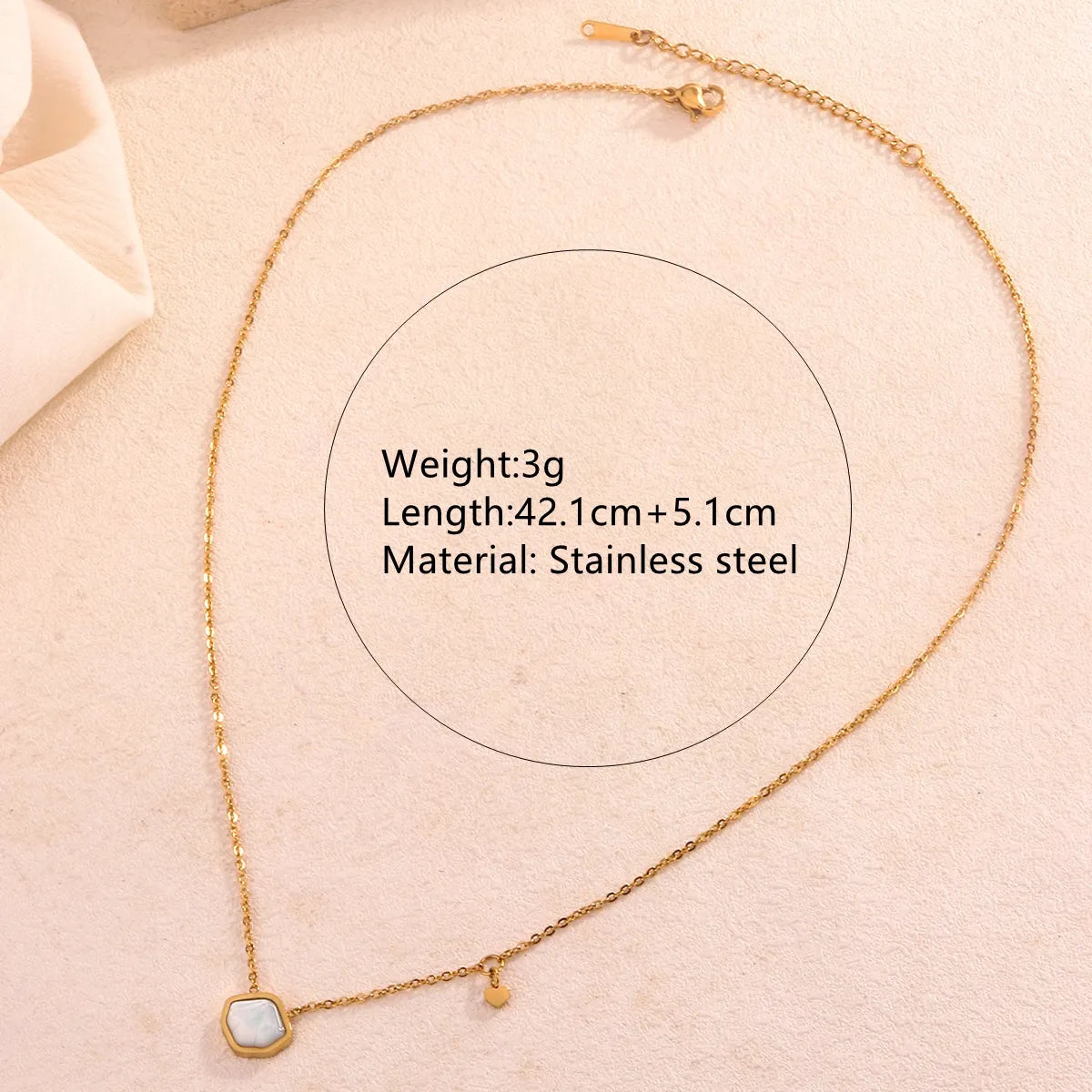 Wholesale Jewelry Beach Simple Style Heart Shape Shell 304 Stainless Steel Shell 18K Gold Plated Plating Inlay Pendant Necklace