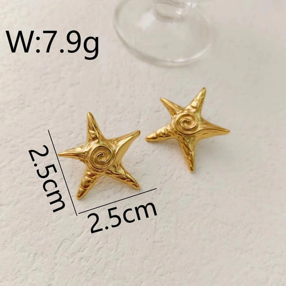 Wholesale Jewelry Beach Simple Style Starfish 304 Stainless Steel Hemp Flowers Chain Earrings Necklace