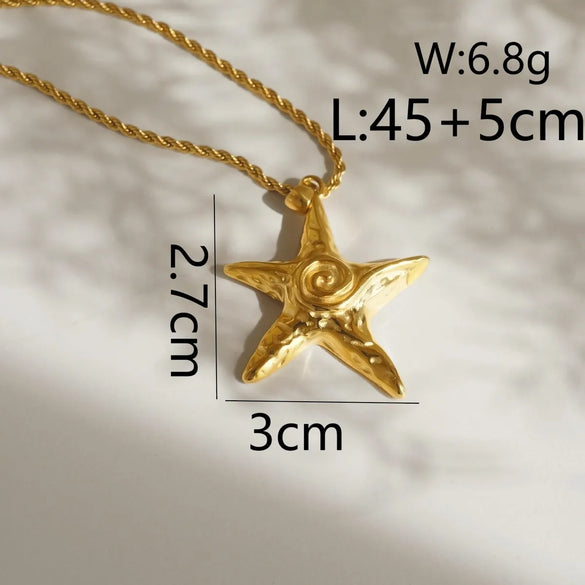 Wholesale Jewelry Beach Simple Style Starfish 304 Stainless Steel Hemp Flowers Chain Earrings Necklace