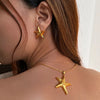 Wholesale Jewelry Beach Simple Style Starfish 304 Stainless Steel Hemp Flowers Chain Earrings Necklace