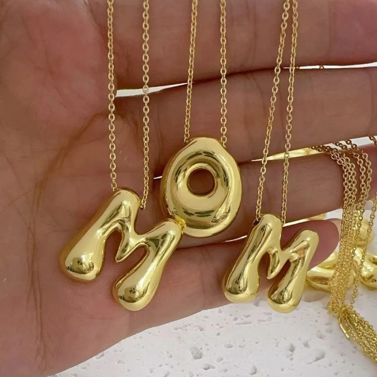 Wholesale Jewelry Beach Sweet Commute Letter 304 Stainless Steel 18K Gold Plated Chain Pendant Necklace