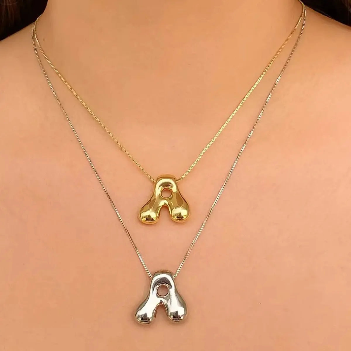 Wholesale Jewelry Beach Sweet Commute Letter 304 Stainless Steel 18K Gold Plated Chain Pendant Necklace