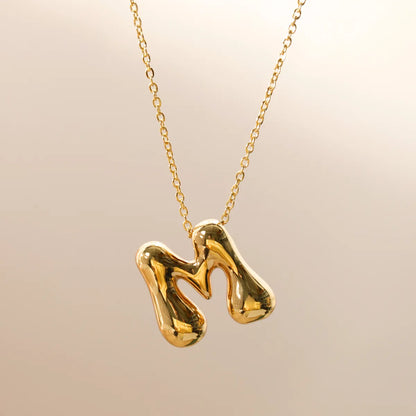 Wholesale Jewelry Beach Sweet Commute Letter 304 Stainless Steel 18K Gold Plated Chain Pendant Necklace