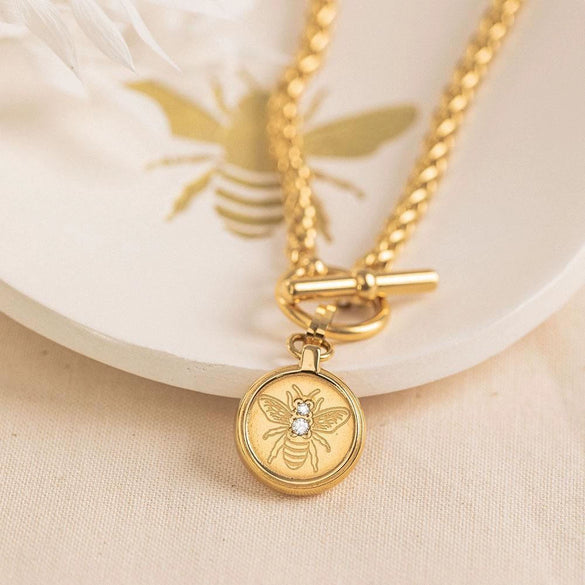 Wholesale Jewelry Bee Stainless Steel 18K Gold Plated Necklace For Women
