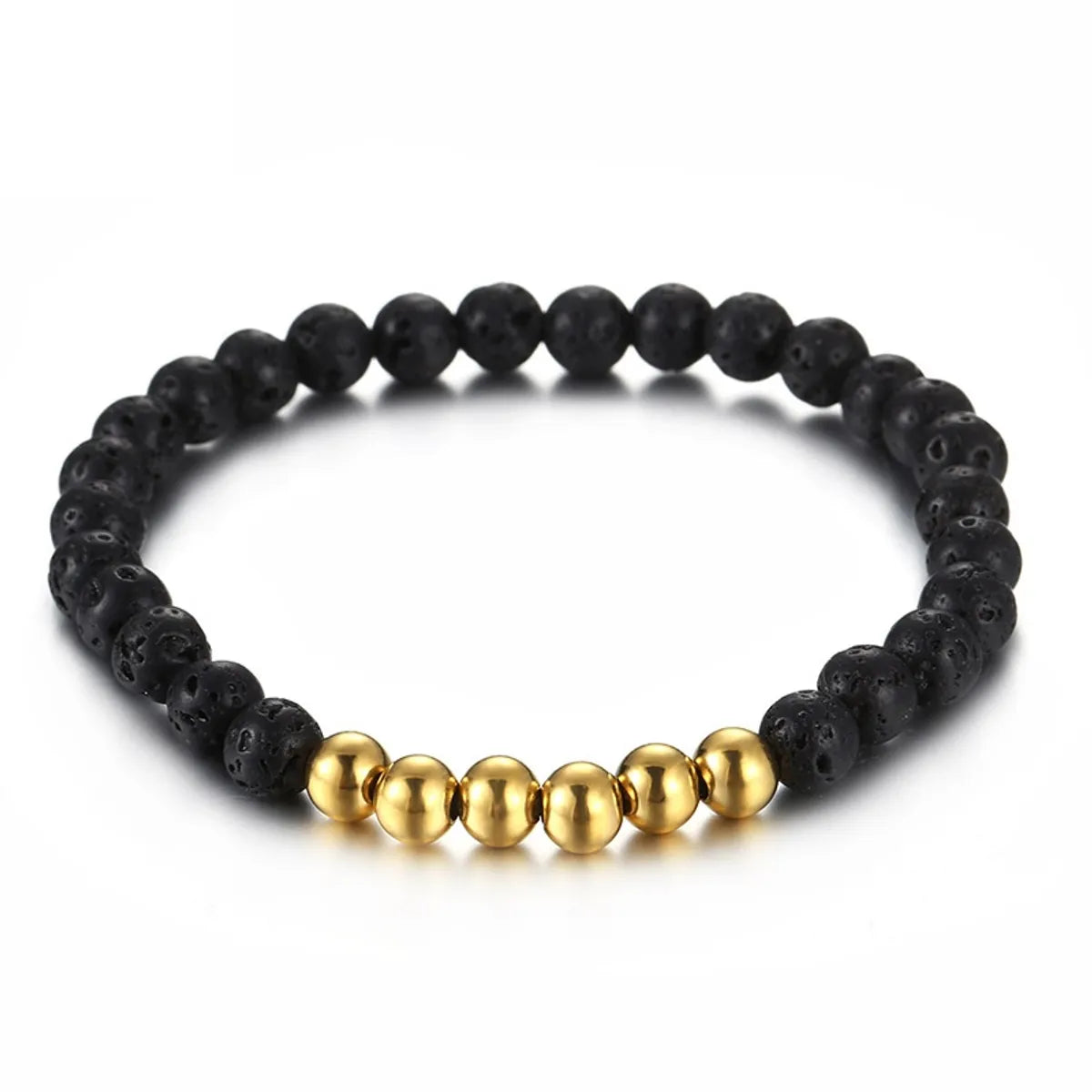 New Black Volcanic Rock Bracelet Steel Ball Wristband Bracelet Factory Wholesale