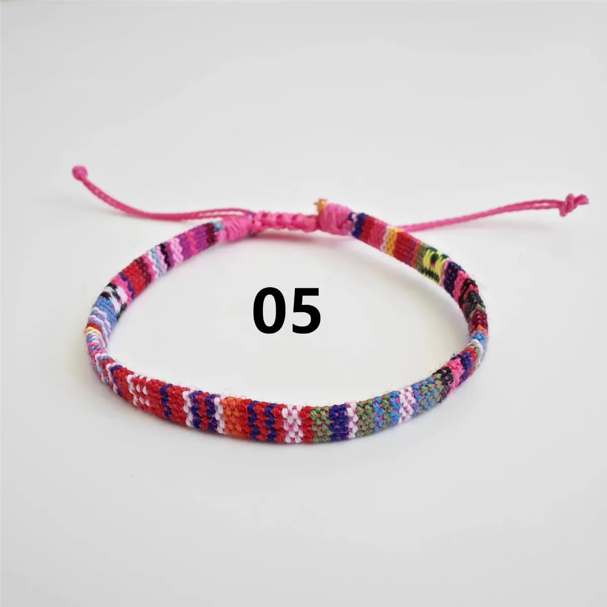 Wholesale Jewelry Bohemian Color Block Cotton And Linen Wax Line Knitting Drawstring Bracelets